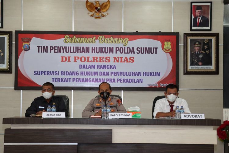 Personil Polres Nias dan jajaran mengikuti Penyuluhan Hukum dari Bidkum Polda Sumut dengan Materi Penanganan Praperadilan (Prapid) dan sekaligus Pelaksanaan Supervisi Bidang Hukum