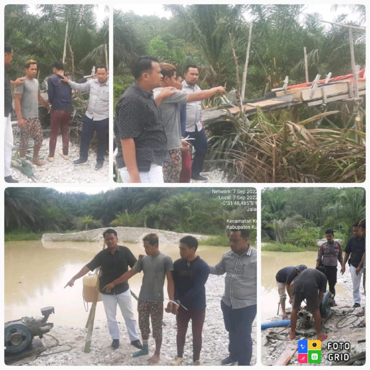 Satreskrim Polres Kuantan Singingi Riau ringkus dua orang Pelaku Tindak Pidana kegiatan ilegal Penambangan Emas Tanpa Ijin (PETI) di Desa Pintu Gobang Kari