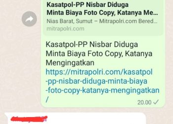 Salah seorang yang mengaku anggota Satpol-PP Nias Barat mengomentari berita Mitrapolri.com bahwa itu hoax
