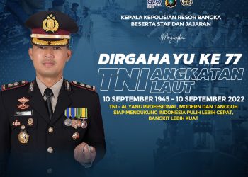 Kapolres Bangka AKBP Indra Kurniawan,S.H., S.I.K.,M.Si., Beserta Staf Jajaran memberikan ucapan selamat HUT TNI Angkatan Laut (AL) ke 77