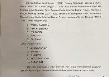 5 Komisioner Komisi Informasi Dijadwalkan Dilantik Dan Diambil Sumpah Jabatan Oleh PJ Gubernur Kepulauan Bangka Belitung