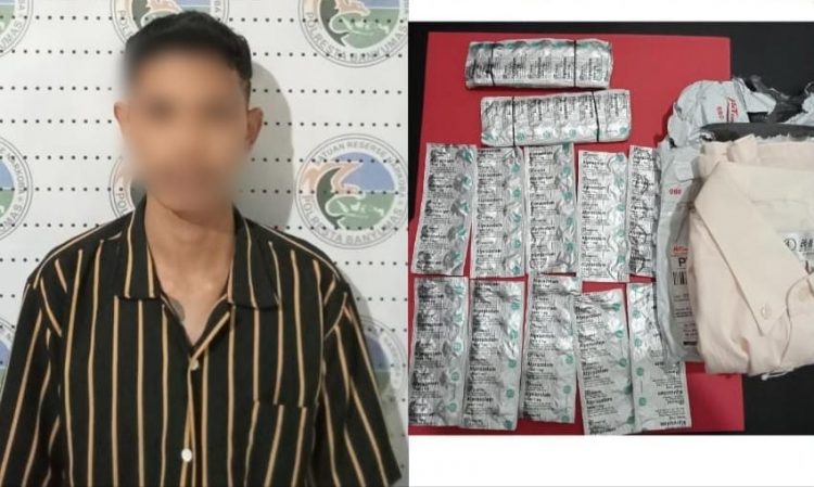 Ratusan butir obat terlarang disita petugas Sat Res Narkoba Polresta Banyumas dari sebuah konter HP di Jl. Sokajati Kel. Bantarsoka