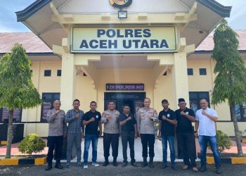 Kapolres Aceh Utara AKBP Riza Faisal, S.I.K., M.M., Didampingi Wakapolres Aceh Utara Kompol Rizal Antoni, S.H., menyambut kunjungan Ketua dan pengurus PWO Aceh Utara