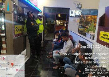Personil Sat Samapta Polres Dairi bersama dengan Personil Piket Fungsi lakukan Razia Diseputar Kota Sidikalang