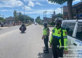 Pelaksanaan kegiatan patroli dengan lokasi jalan Jend. Sudirman Simpang Perahu Sungailiat dan Jalan Ahmad Yani Sungailiat