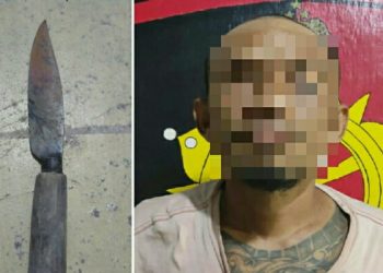 Tim Resmob Polres Bitung mengamankan terduga pelaku pengancaman dengan menggunakan senjata tajam (sajam)