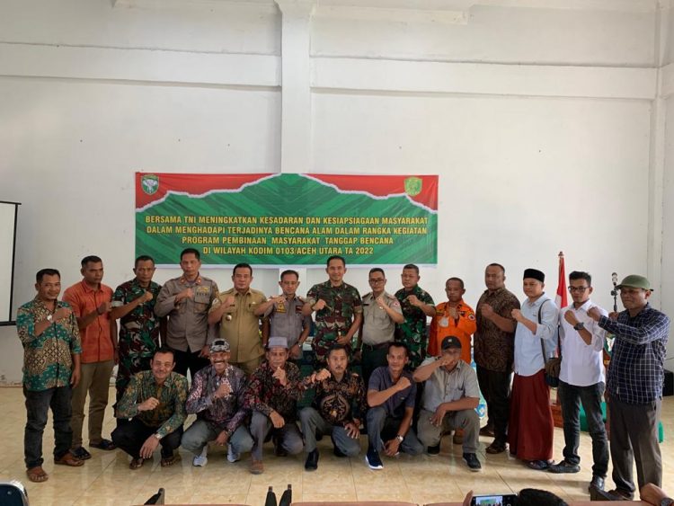 Dandim Aceh Utara 0103 Letkol Infantri Hendrasari Nurhono S.I.P, M.I.P., menghadiri Acara program pembinaan masyarakat tanggap bencana