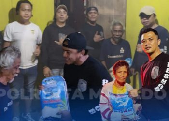 Sat Reskrim Polresta Manado melaksanakan bakti sosial berupa pembagian beras kepada Warga yang kurang mampu di Wilayah hukum Polresta Manado