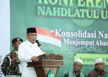 Ketua Umum PBNU KH Yahya Cholil Staquf saat memberikan sambutan
Kaderrisasi Wilayah NU Sumatera Utara ke XVIII di Medan