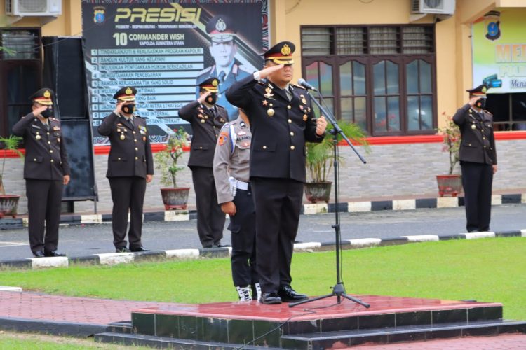 Upacara peringatan hari Kesaktian Pancasila 1 Oktober 2022 dengan tema “Bangkit Bergerak Bersama Pancasila” di Lapangan Apel Mapolres Labuhanbatu Jl. MH. Thamrin Rantauprapat