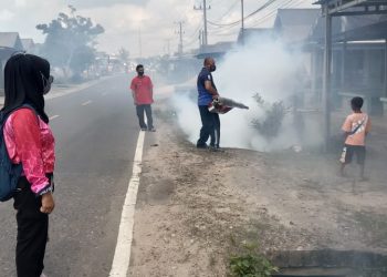 Bhabinkamtibmas Desa Kace melaksanakan Fogging didesa kace Kecamatan Mendo Barat dalam upaya pencegahan dan antisipasi penyebaran nyamuk Aedes Aegypti atau
DBD (Demam Berdarah)