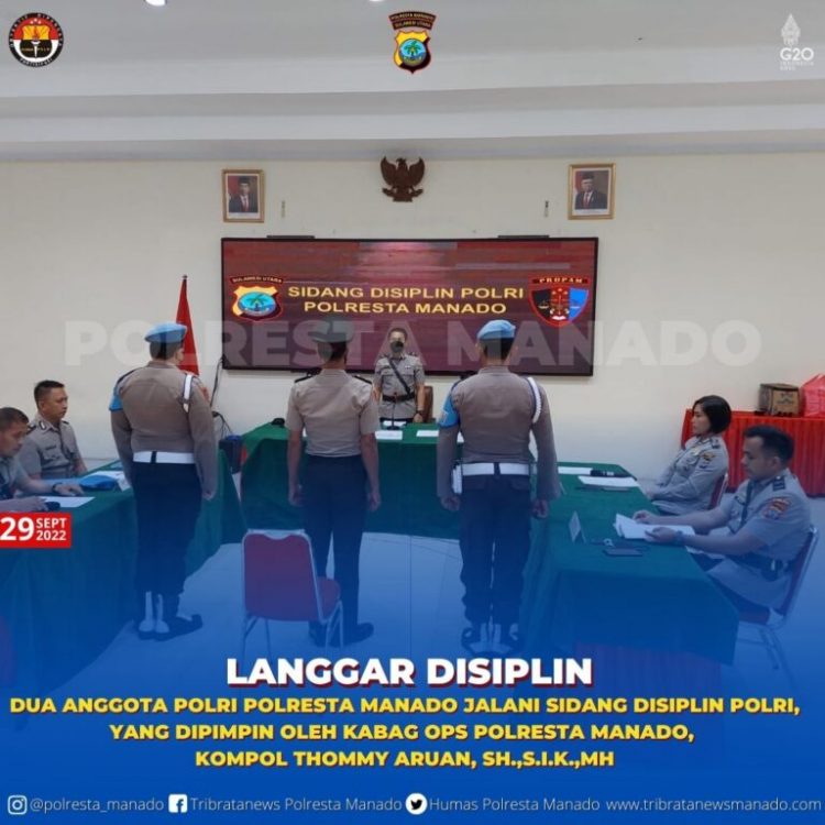 Dua orang anggota Polresta Manado menjalani sidang disiplin kode etik profesi Polri