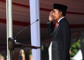 Presiden Joko Widodo bertindak selaku inspektur upacara dan memimpin upacara peringatan Hari Kesaktian Pancasila Tahun 2022 yang dipusatkan di Monumen Pancasila Sakti, Lubang Buaya