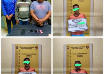 Tim Opsnal SatRes Narkoba Polres Kuansing mengamankan 3 (Tiga) orang laki – laki yang berinisial MC alias R, 34 tahun dan berinisial YP alias Y, 27 tahun dan LSN alias L 42 tahun