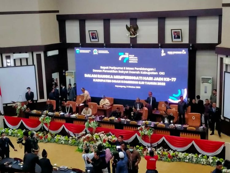 Rapat Paripurna Istimewa Dewan Perwakilan Rakyat Daerah (DPRD) Kabupaten Ogan Komering Ilir dalam rangka Peringatan Hari Jadi ke-77