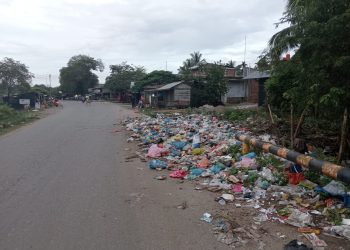 Pemandangan sampah menumpuk tebar aroma busuk di sudut Desa Parang Sikureung Kecamatan Matang Kuli