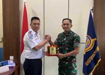 Dandim 0103/Aut Letkol Inf Hendrasari Nurhono S.I.P., M.I.P., Melaksanakan silaturahim di Kantor Kepala KSOP Lhoksemawe, Samsul arif hutagalung S.E., M.M