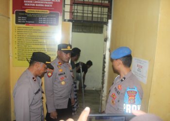 Kapolsek Banda Sakti, Iptu Faisal, SH pimpin kegiatan pemeriksaan ruang tahanan di Mako Polsek Banda Sakti
