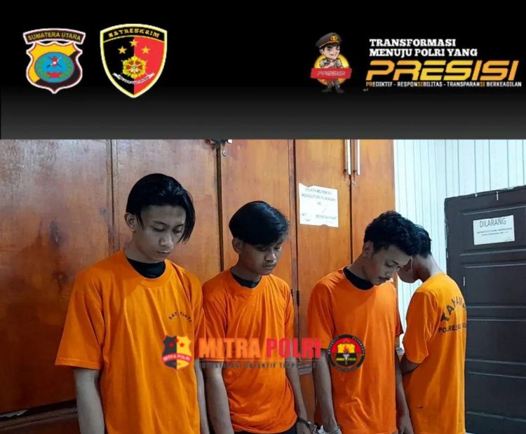 empat pelaku penganiayaan yang mengakibatkan korban pelajar inisial YTB (18) meninggal dunia