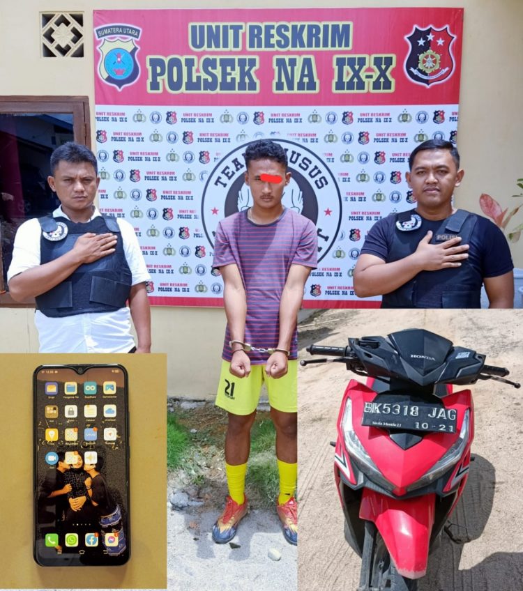 Tersangka RA alias Aldi (20), warga Jalan Simonis Desa Kampung Pajak Kec. NA IX-X