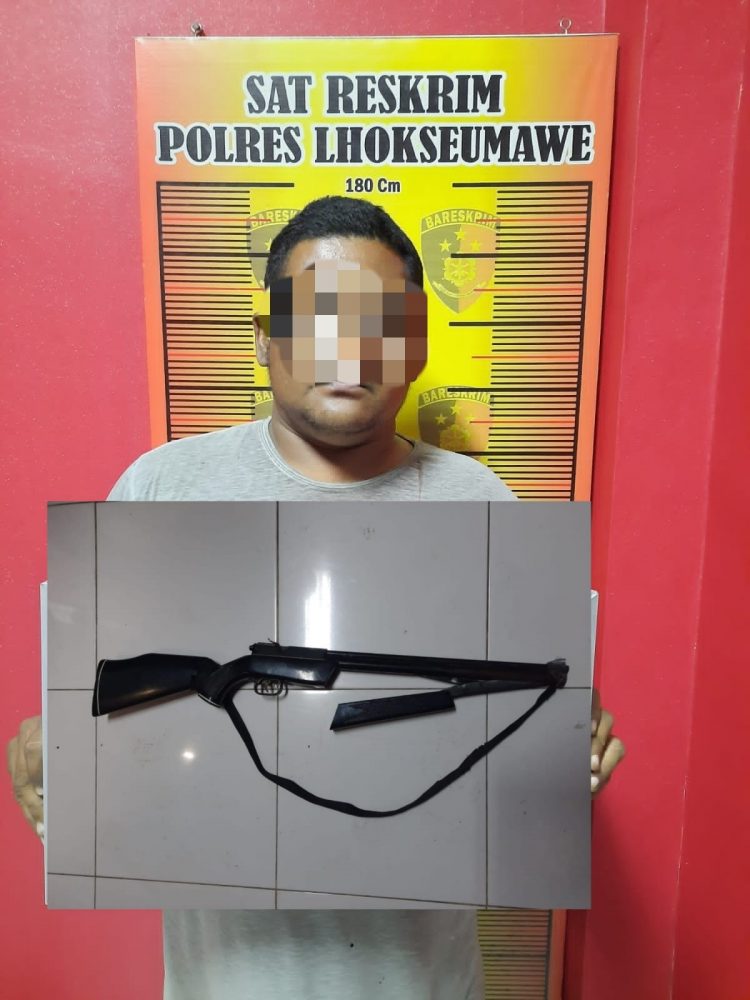 Tersangka tindak pidana penganiayaan dengan menggunakan Senapan Angin di Blang Pulo
