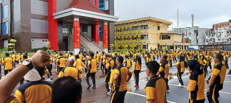 Kepolisian Daerah (Polda) Sumatera Selatan (Sumsel) kembali menggelar olahraga bersama