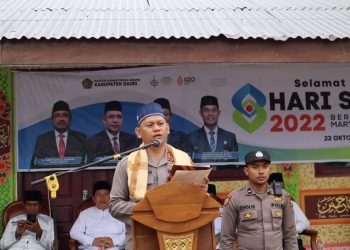 Kapolres Dairi AKBP Wahyudi Rahman, SH, SIK, MM menjadi Inspektur Upacara dalam memperingati Hari Santri Nasional
