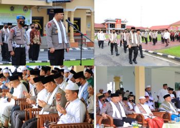 Polres Labuhanbatu melaksanakan pengamanan dan pengaturan lalu lintas jalan di lapangan Ika Bina Rantauprapat