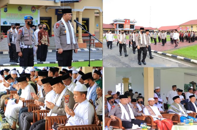 Polres Labuhanbatu melaksanakan pengamanan dan pengaturan lalu lintas jalan di lapangan Ika Bina Rantauprapat