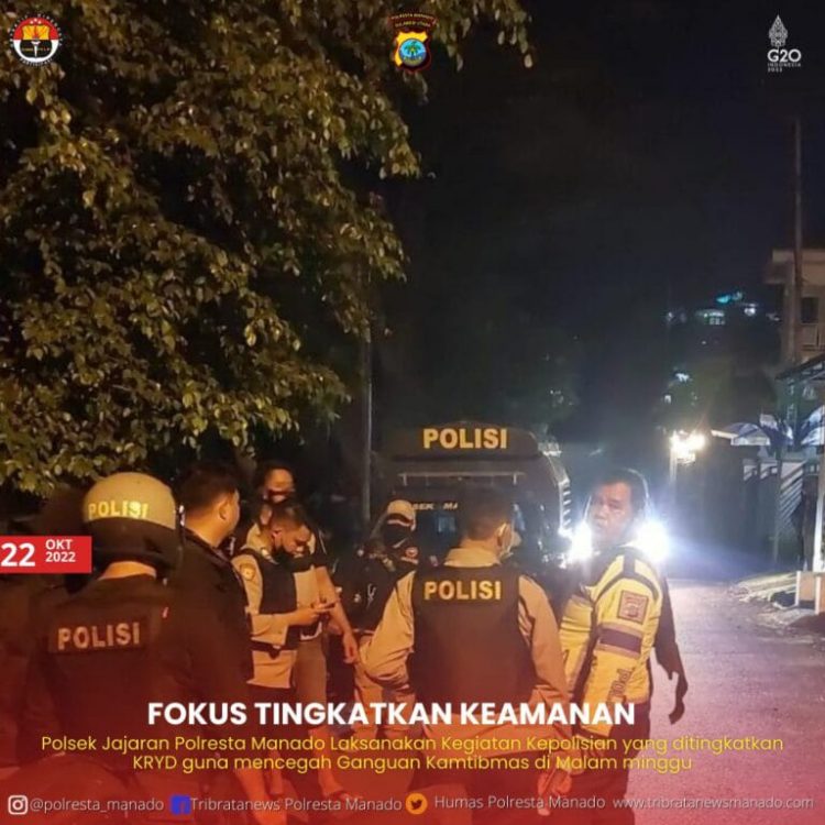 Polresta Manado dan jajaran Polsek terus melaksanakan KRYD (kegiatan rutin yang ditingkatkan) guna meminimalisir penyakit masyarakat
