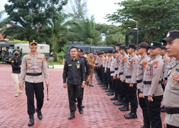Kepala Kepolisian Resort Nagan Raya AKBP Setiyawan Eko Prasetiya, S.H., S.I.K., memimpin langsung Apel Gabungan Kesiap siagaan dalam rangka Penanggulangan Bencana Alam