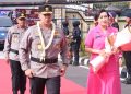 Kapolda Sumsel, Irjen Pol A. Rachmad Wibowo SIK, disambut dengan pengalungan bunga hingga tari tanggai selamat datang di Bumi Sriwijaya