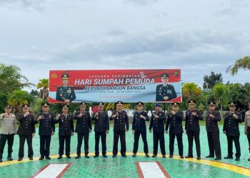 Wakapolres Bangka Barat Kompol Andri Eko Setiawan, SIK pimpin pelaksanaan kegiatan upacara dalam rangka memperingati Hari Sumpah Pemuda ke-94
