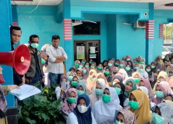 Ratusan Tenaga Harian Lepas (THL) RSUD-SIM Kabupaten Nagan Raya melakukan aksi demo