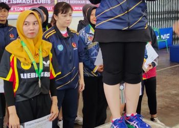 Kontingen Kabupaten Labuhanbatu yang memperoleh tambahan medali emas yang ketiga di Pekan Olahraga Provinsi (Porprov) Ke XI