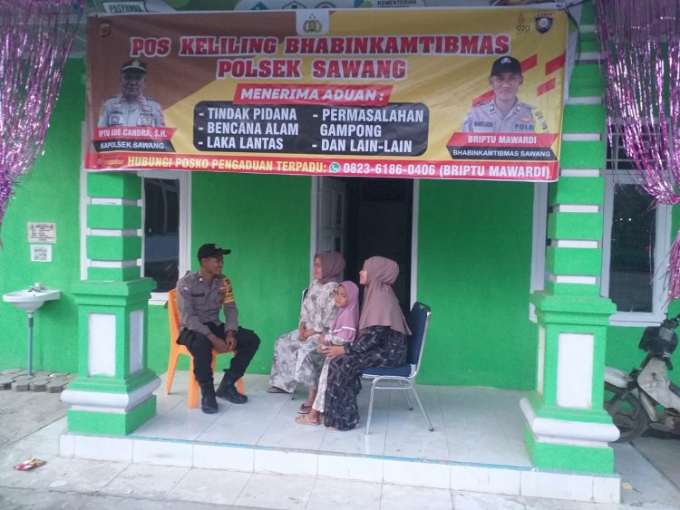 Polsek Sawang telah menghadirkan Pos Keliling Bhabinkamtibmas di Gampong Lhok Kuyuen, Kecamatan Sawang