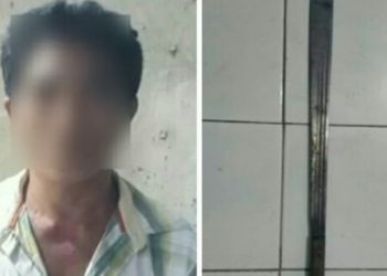 Tim Resmob Polsek Matuari mengamankan seorang warga, yang diduga telah melakukan tindak pidana pengancaman dengan menggunakan senjata tajam