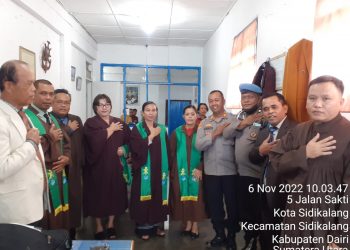 Kapolsek Sidikalang Kota AKP Sukanto Berutu, S.H mengajak Jemaat GKPI tetap menjaga Kamtibmas yang aman dan kondusif