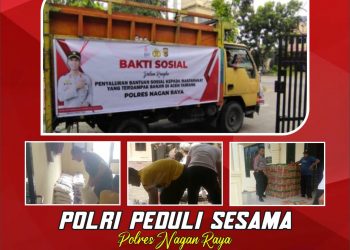 Polres Nagan Raya membantu sembako untuk korban banjir di Aceh Tamiang