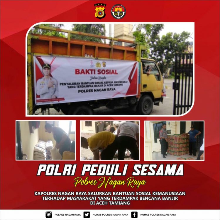 Polres Nagan Raya membantu sembako untuk korban banjir di Aceh Tamiang