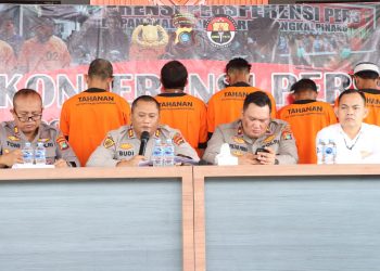 Polres Pangkalpinang menggelar konferensi pers hasil pelaksanaan Operasi Peti Menumbing 2022