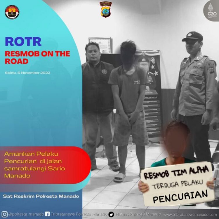 Tim Delta Resmob On The Road (ROTR) berhasil mengamankan seorang lelaki tersangka pelaku pencurian yang terjadi di jalan Ahmad Yani