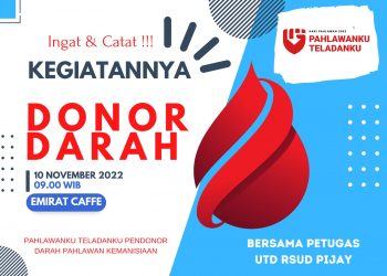 Komunitas Jurnalis (KJ) Pidie Jaya akan menyelenggarakan kegiatan Donor Darah sukarela