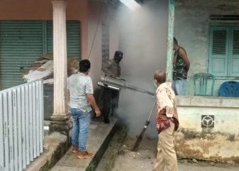 Kegiatan penyemprotan atau Foging masal guna Membasmi Nyamuk Dewasa Demam Berdarah Aedes Aegypt