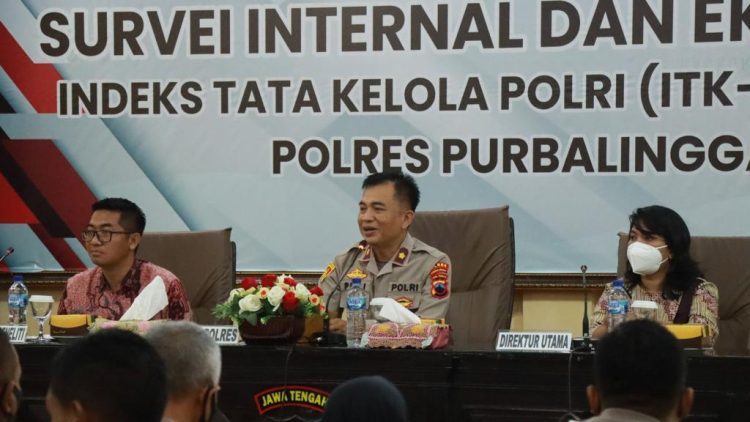 Polres Purbalingga menggelar kegiatan survei indeks tata kelola (ITK) di Aula Loka Andita Mapolres Purbalingga