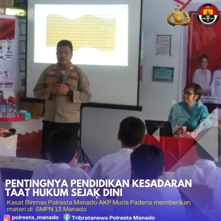 Kasat Binmas Polresta Manado gencarkan Sosialisasi kepada siswa/ pelajar di SMP N 13 Manado