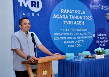 Wali Kota Sabang ketika membuka Rapat Pola TVRI Stasiun Aceh, yang berlangsung di Aula Hotel Mata Ie Resort, Ie Meulee, Sabang