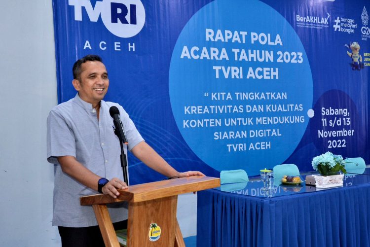Wali Kota Sabang ketika membuka Rapat Pola TVRI Stasiun Aceh, yang berlangsung di Aula Hotel Mata Ie Resort, Ie Meulee, Sabang