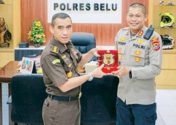 Kapolres Belu, AKBP Yosep Krisbiyanto. S.I.K menerima kunjungan Asisten Pidana Militer (Aspidmil) Kejaksaan Tinggi NTT, Toto Sumarsono, S.H.,M.H.,S.Tr.Hanla