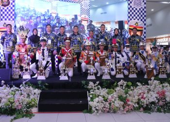 Kegiatan patroli keamanan sekolah tahun 2022 dan pengumuman kampung tertib lalu lintas jajaran Polda Sumsel di PTC Mall